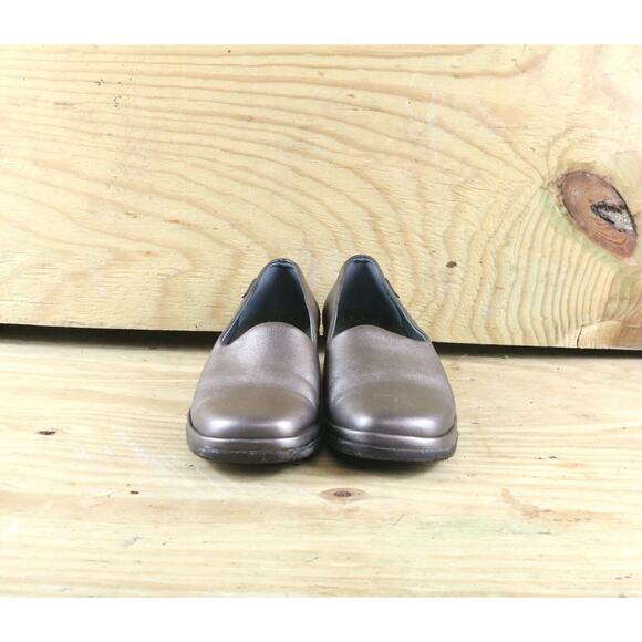 Mephisto Shoes Womens Sz 7 Air Jet Metallic Brown Leather Wedge Slip Ons - Picture 2 of 6